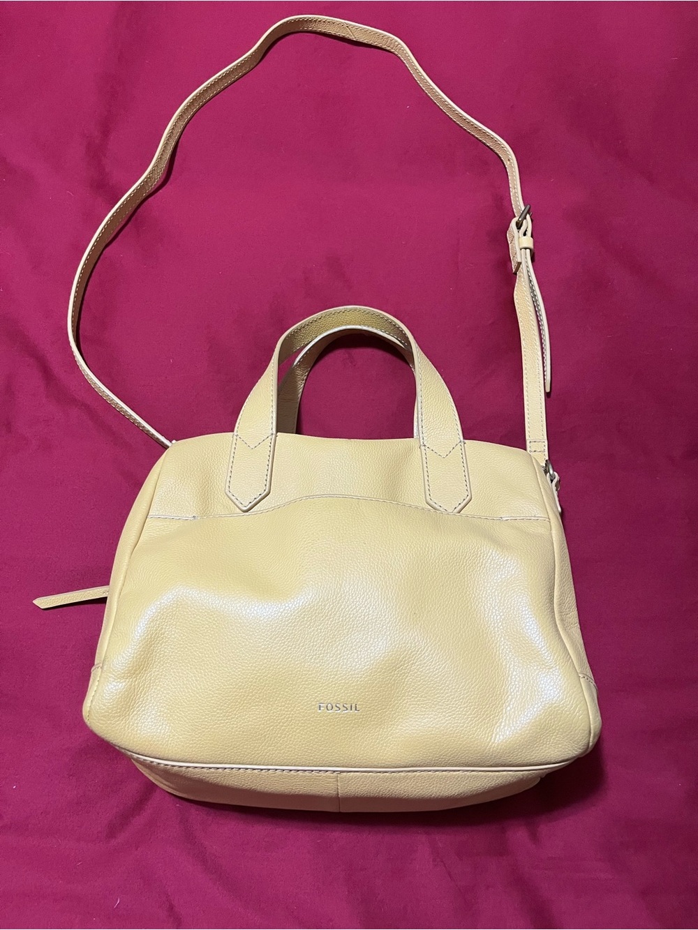 Fossil Lemon Yellow Leather Shoulder Satchel